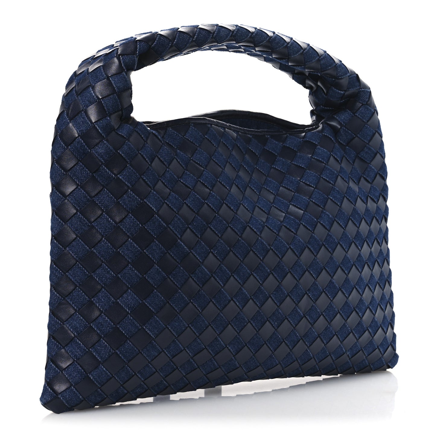 Denim Calfskin Intrecciato Small Hop Abyss Indigo
