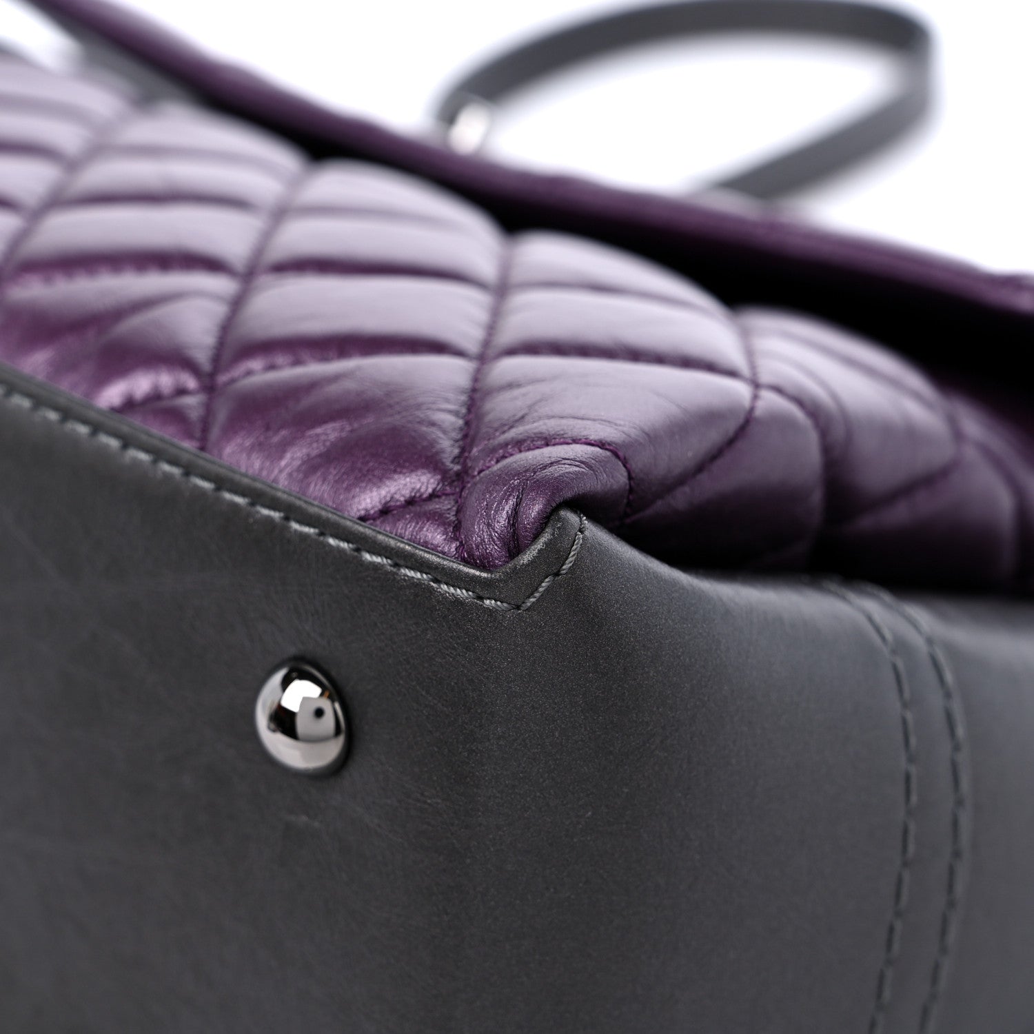 Chanel Metallic Calfskin Medium Lady Pearly Flap Dark Purple 9 of 12