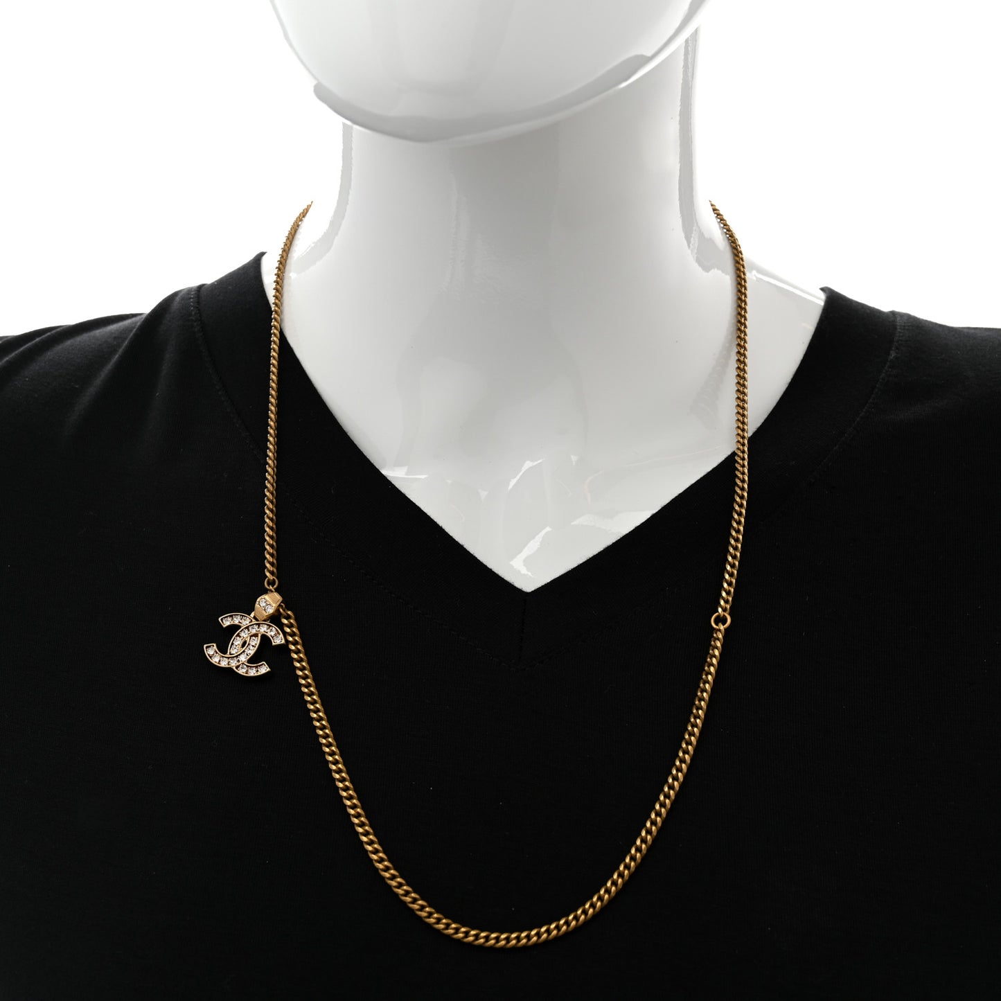 Crystal CC Pendant Necklace Gold