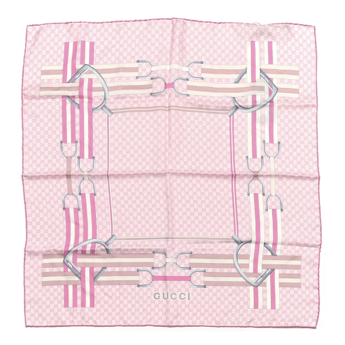 Silk Twill GG Monogram Miriade Square Scarf Roseate Pink