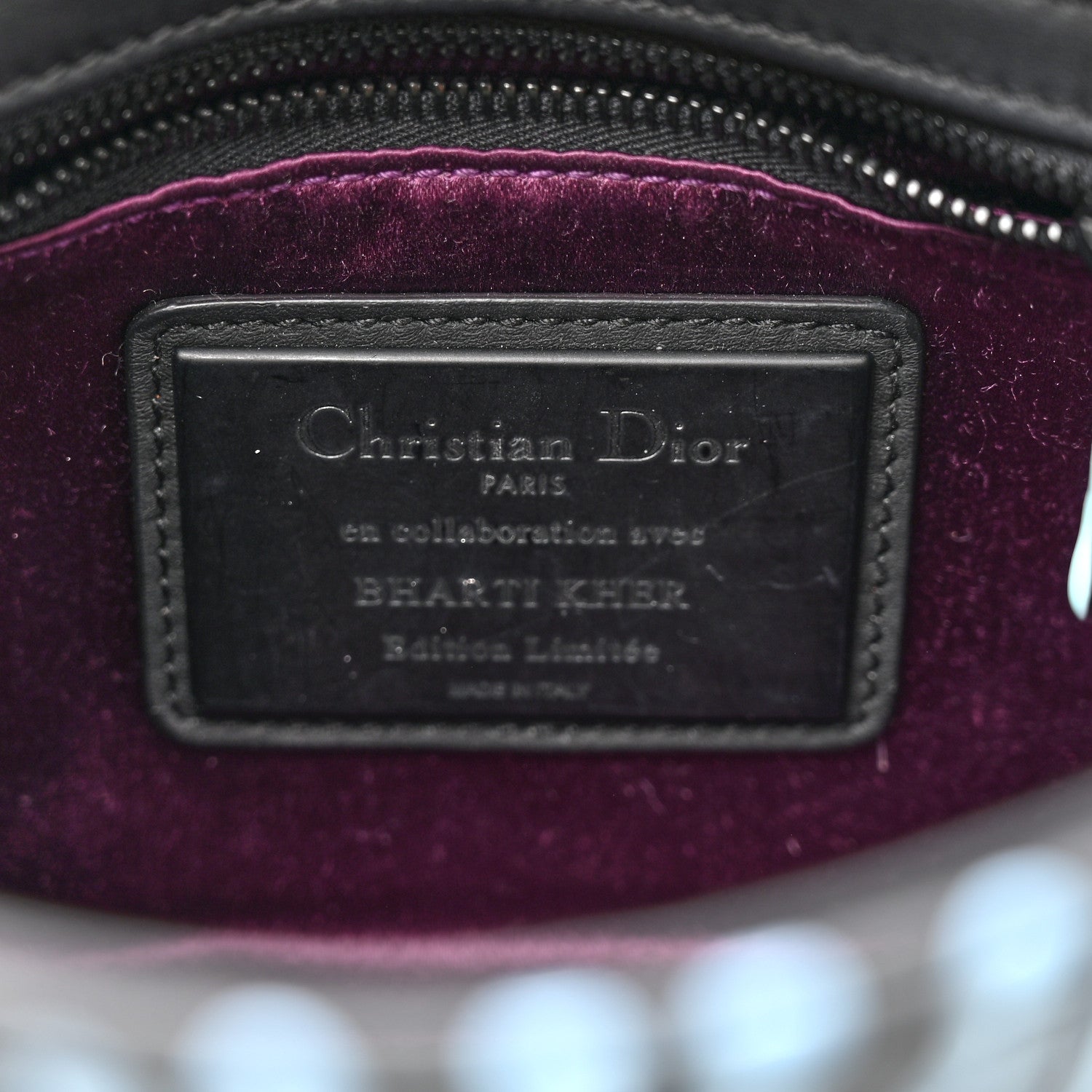 Christian Dior X BHARTI KHER Calfskin Painted Mini Lady Dior Black 5 of 9