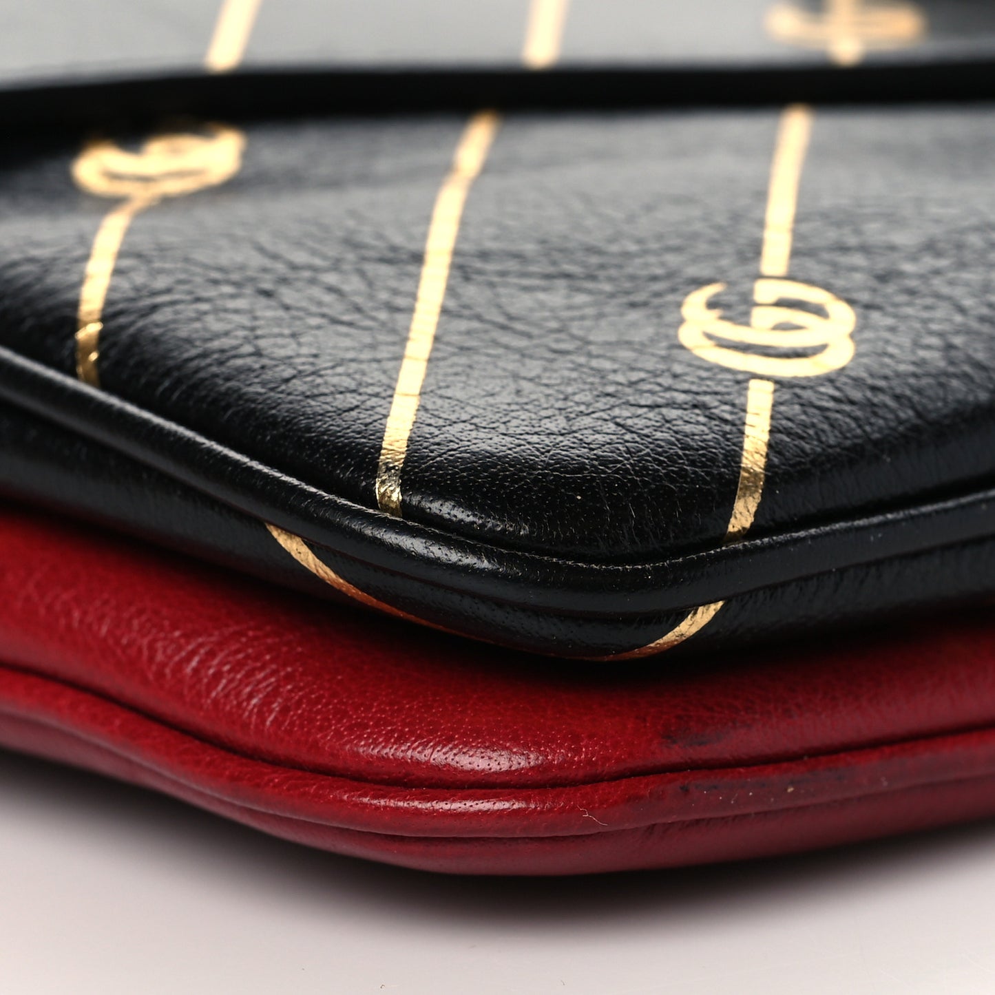 Calfskin Diagonal GG Medium Thiara Double Envelope Shoulder Bag Black Red