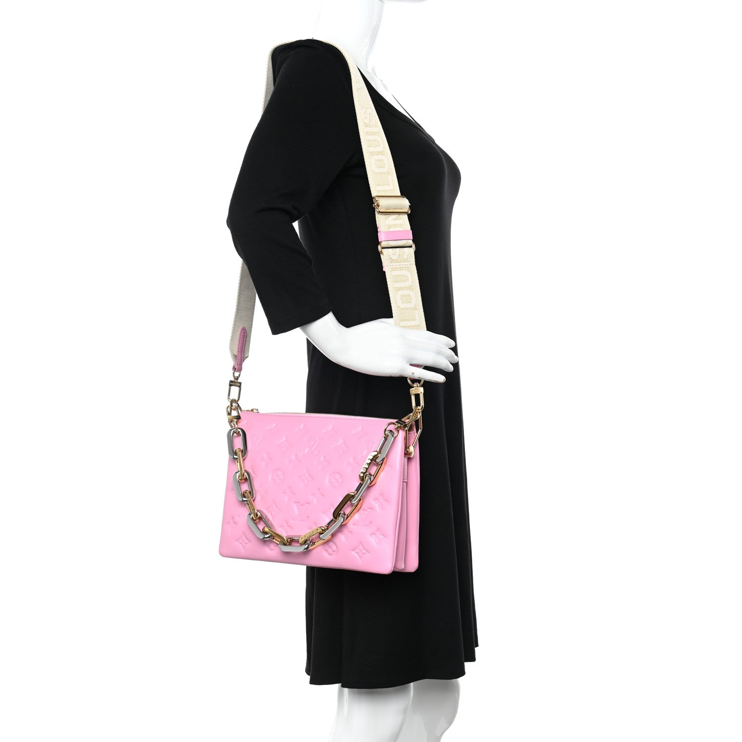 Louis Vuitton Lambskin Embossed Monogram Coussin PM Rose Bonbon 2 of 9