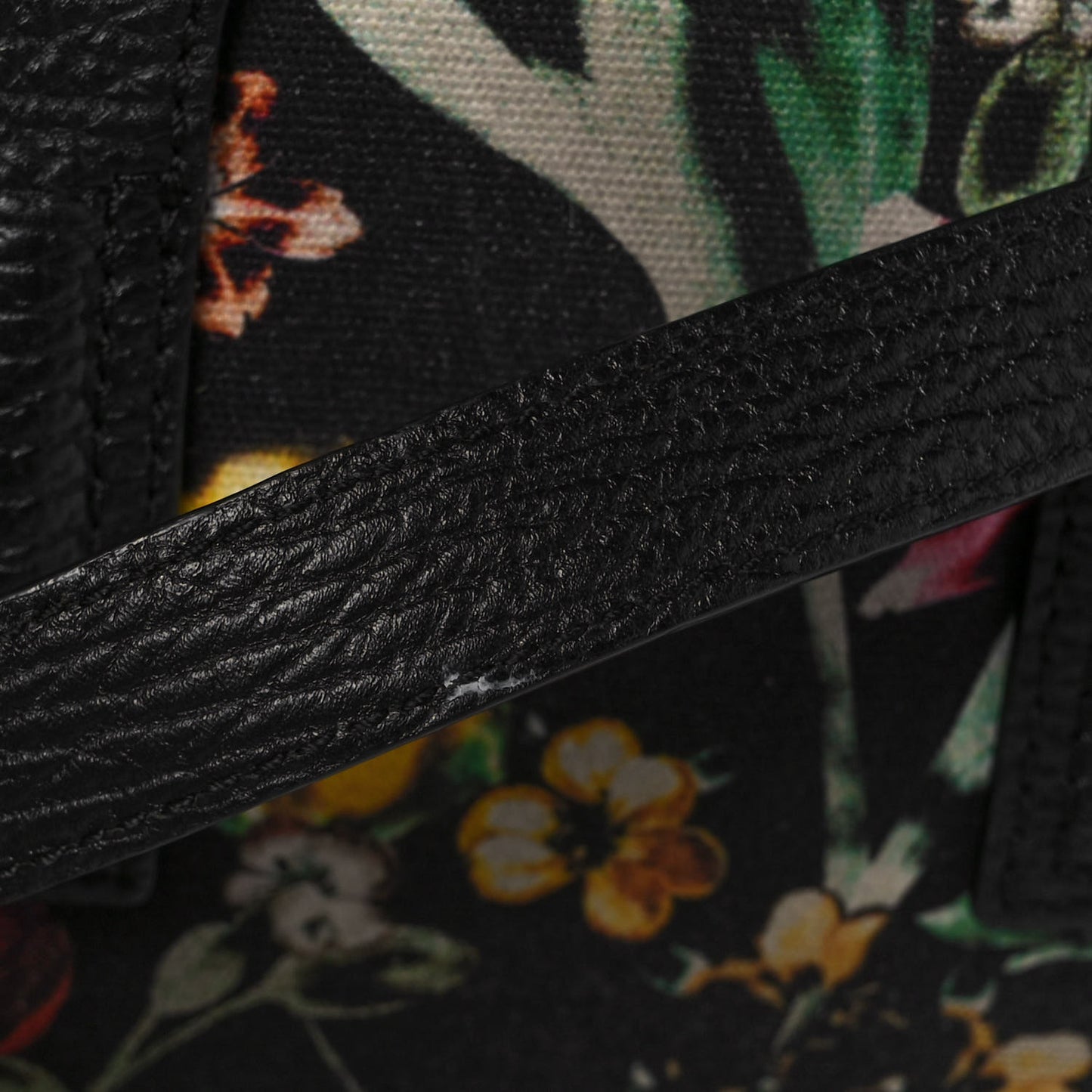 Textured Calfskin Canvas Mini Floral Pashli Satchel Black Multicolor