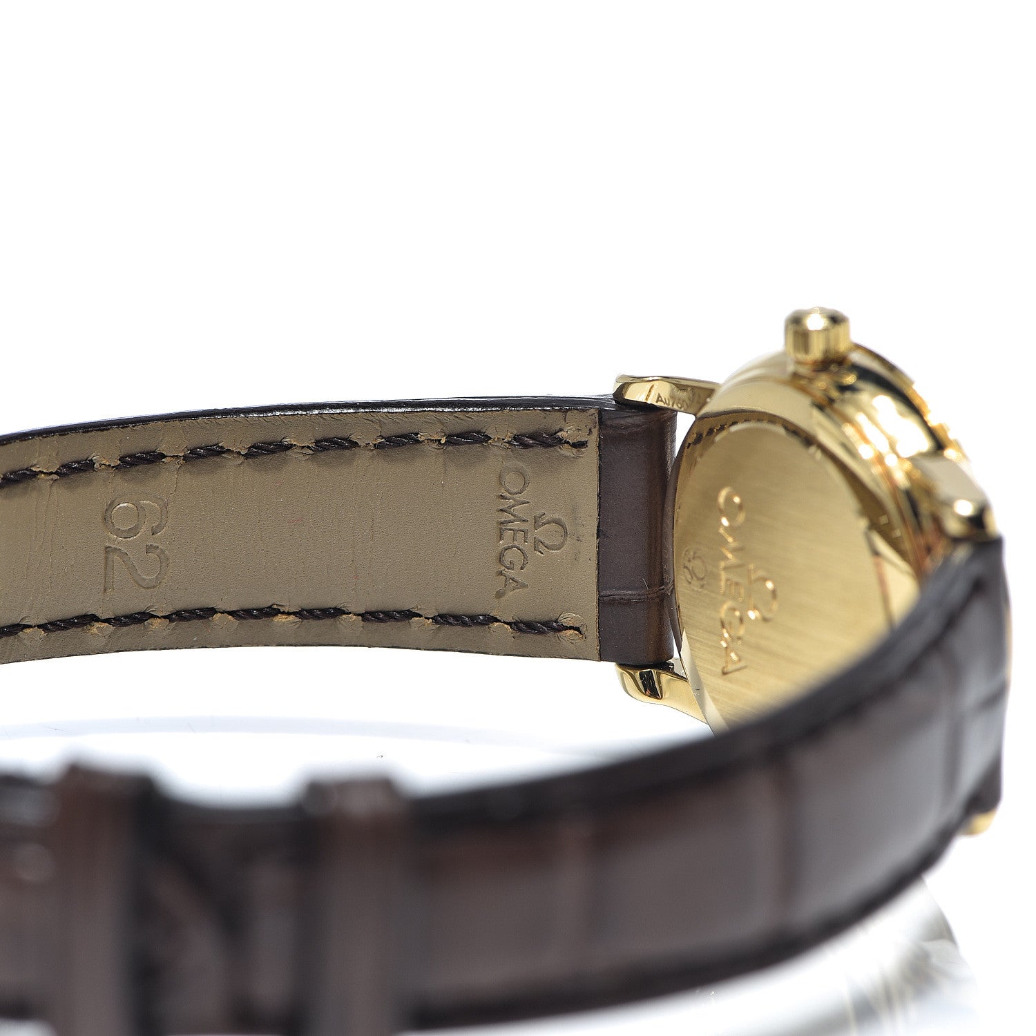 Omega 18K Yellow Gold Crocodile Mother of Pearl 22mm De Ville Prestige Quartz Watch 4670.71.02 7 of 8