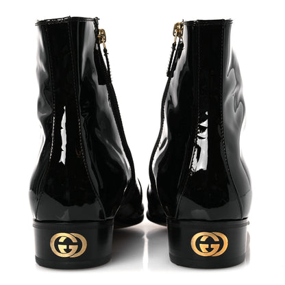 Gucci Vernice Crystal Mens Interlocking G Logo Ankle Booties  9 Black 6 of 12