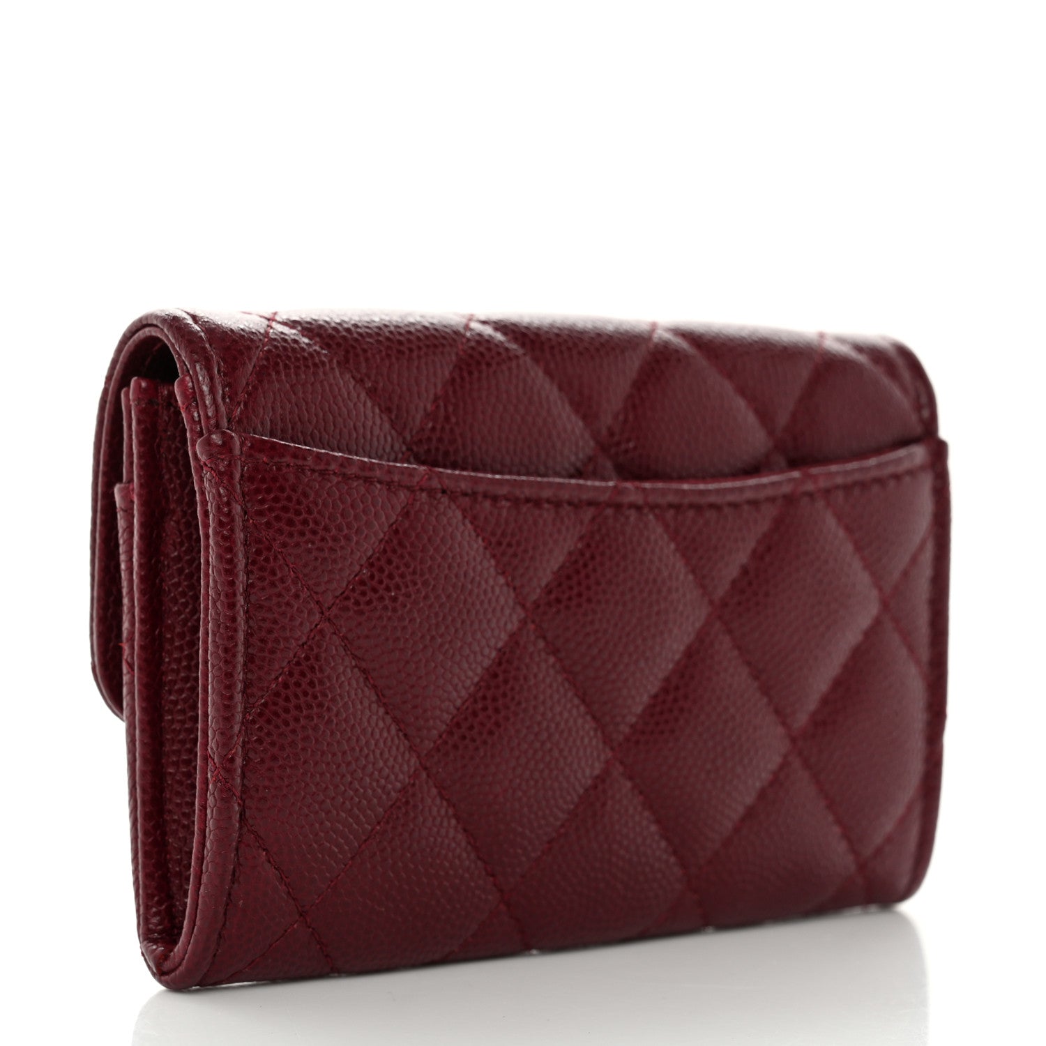 Chanel Caviar Quilted Flap Card Holder Wallet Burgundy 3 of 10