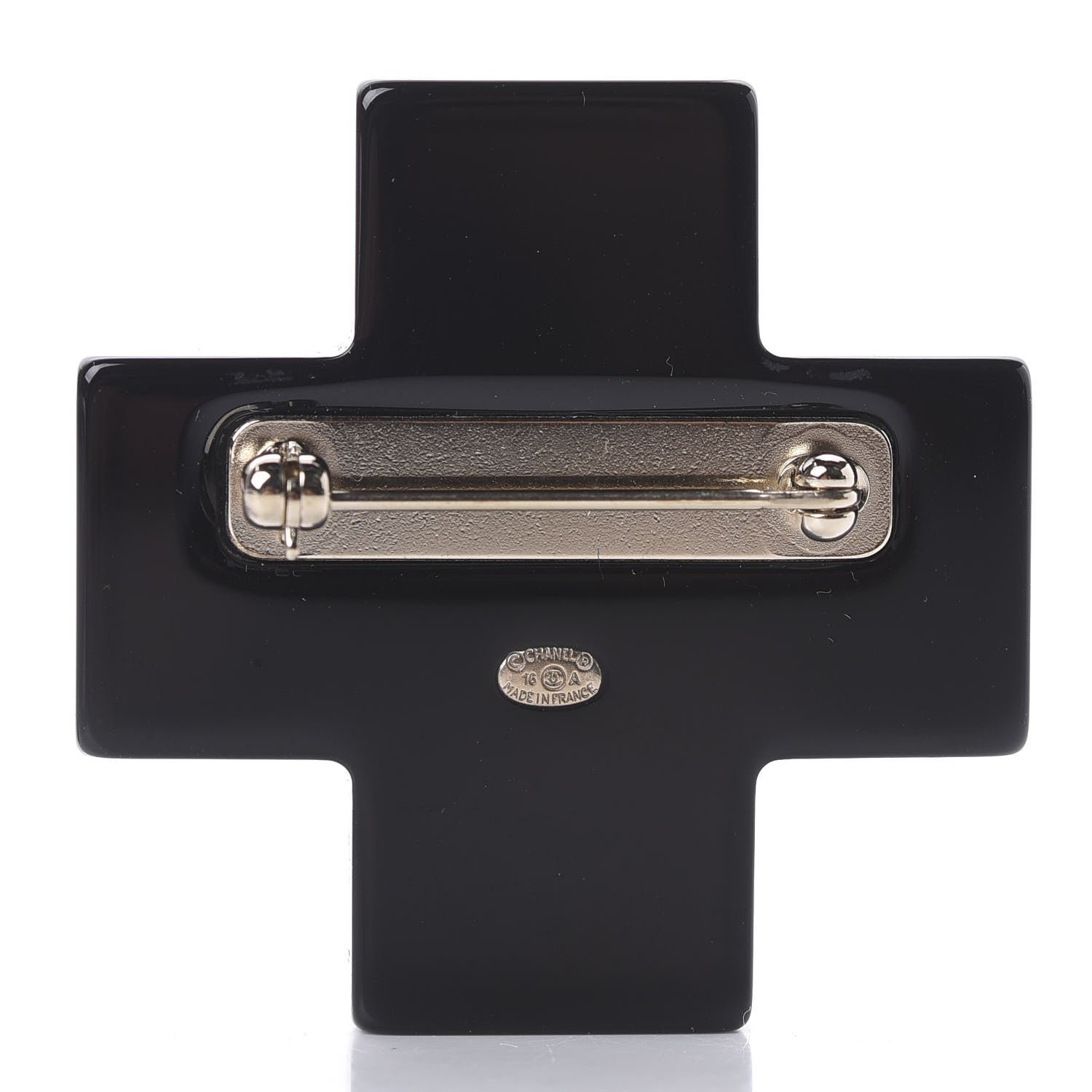 Chanel Resin Glitter Bead CC Cross Brooch Black Gold 2 of 3