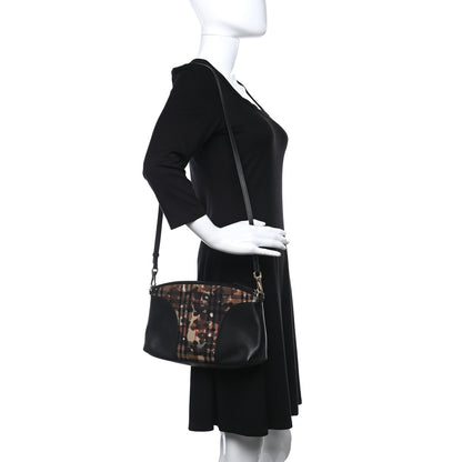 Burberry Nylon Calfskin Camouflage Check Small Chichester Crossbody Clutch Bag Honey Black 3 of 8
