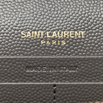 Saint Laurent Grain De Poudre Matelasse Chevron Monogram Chain Wallet Fog 7 of 10