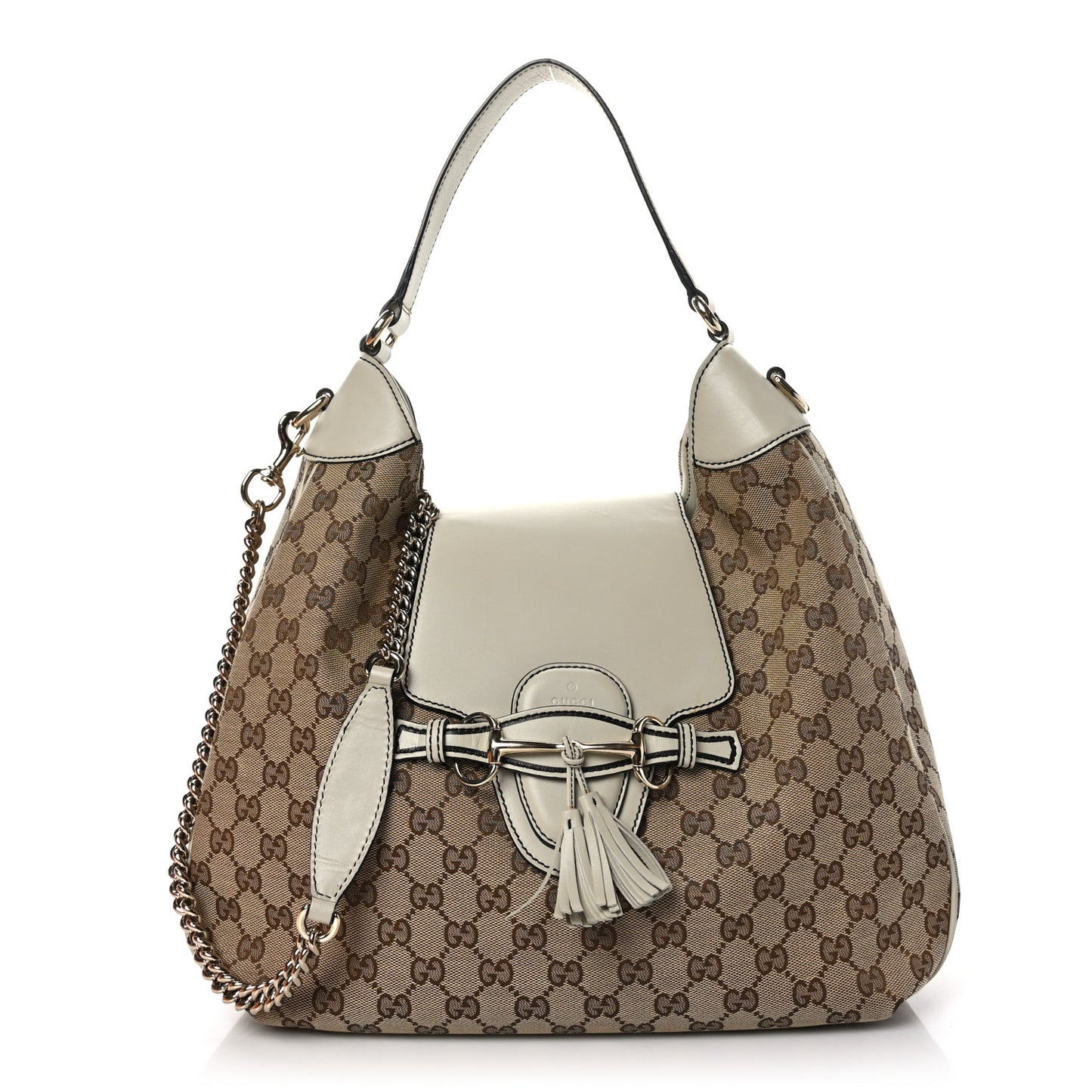 Monogram Margaux Calfskin Medium Emily Hobo Beige Ebony Mystic White