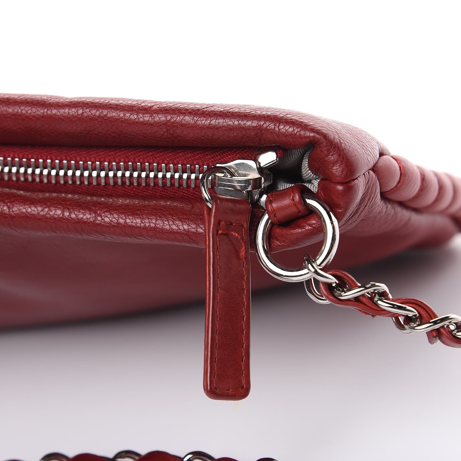 Chanel Calfskin On The Bund Pochette Dark Red 10 of 12