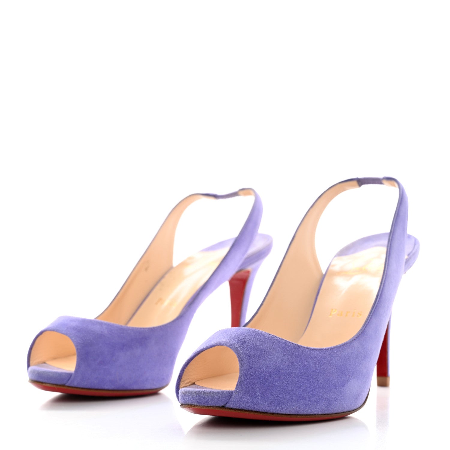 Christian Louboutin Suede Lady Sling 100 Pumps 38 Lavender 3 of 11