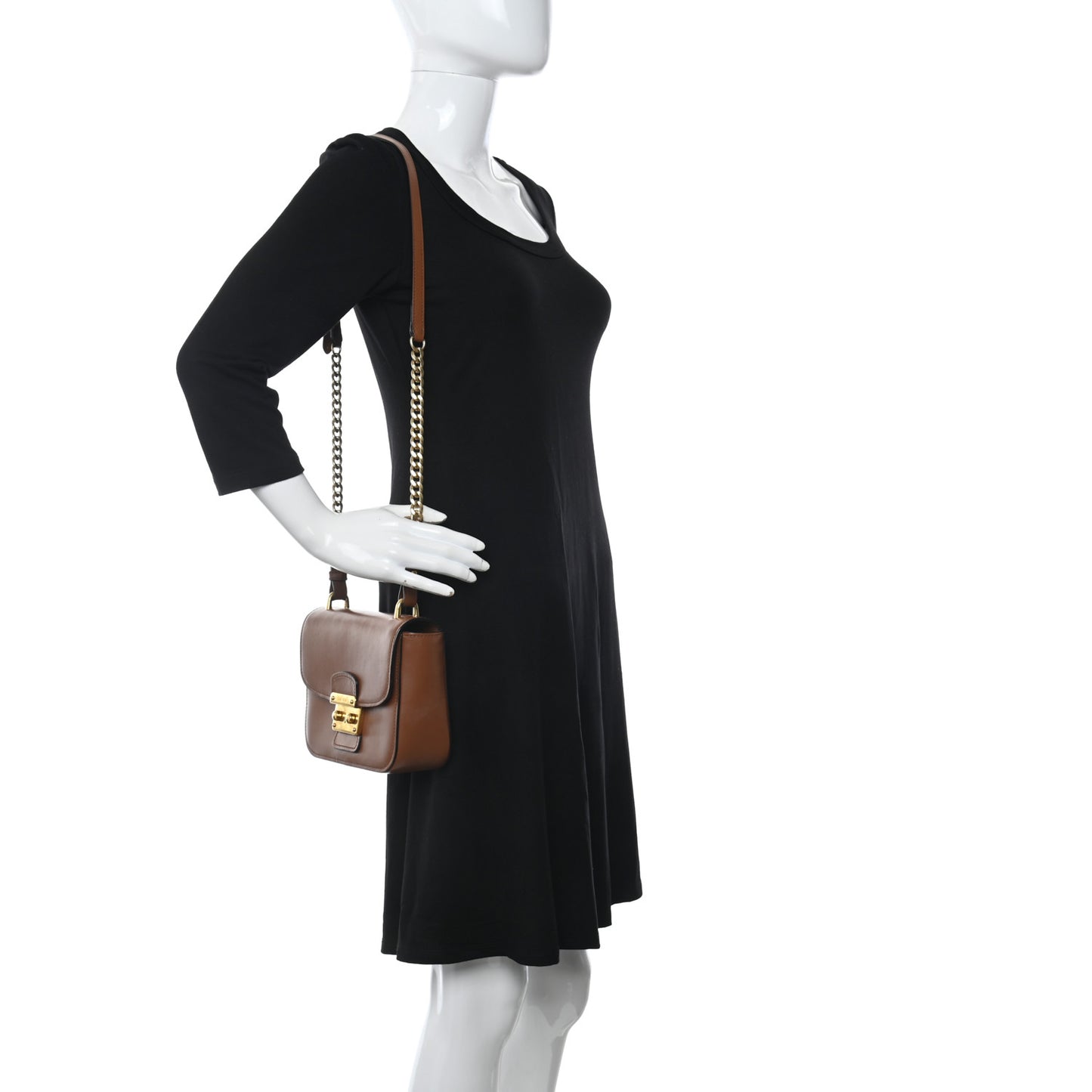 City Calf Lock Shoulder Bag Cognac