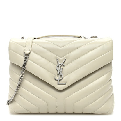 Saint Laurent Calfskin Y Quilted Monogram Medium Loulou Chain Satchel Crema Soft 1 of 9