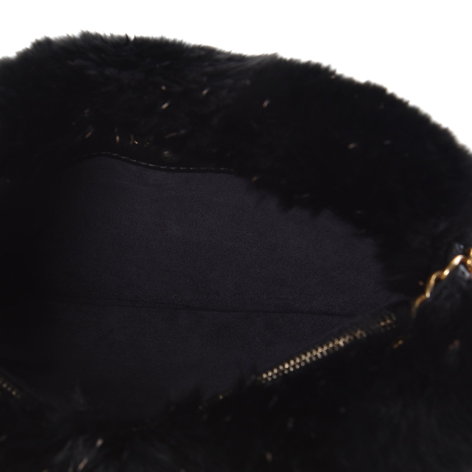 Chanel Rabbit Fur Small Clutch With Chain Black 5 of 12