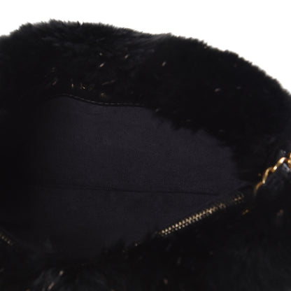 Chanel Rabbit Fur Small Clutch With Chain Black 5 of 12