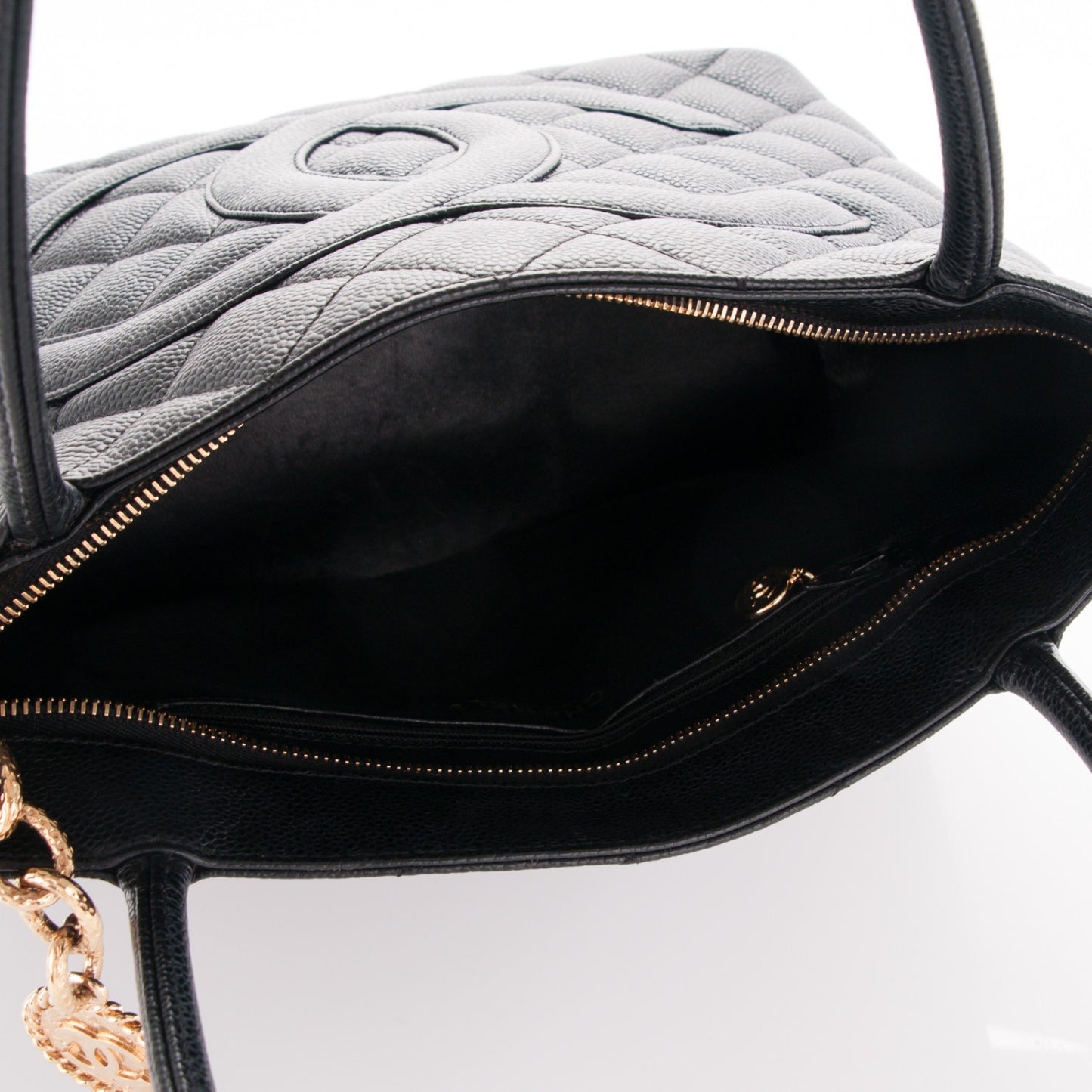 Caviar Quilted Medallion Tote Black