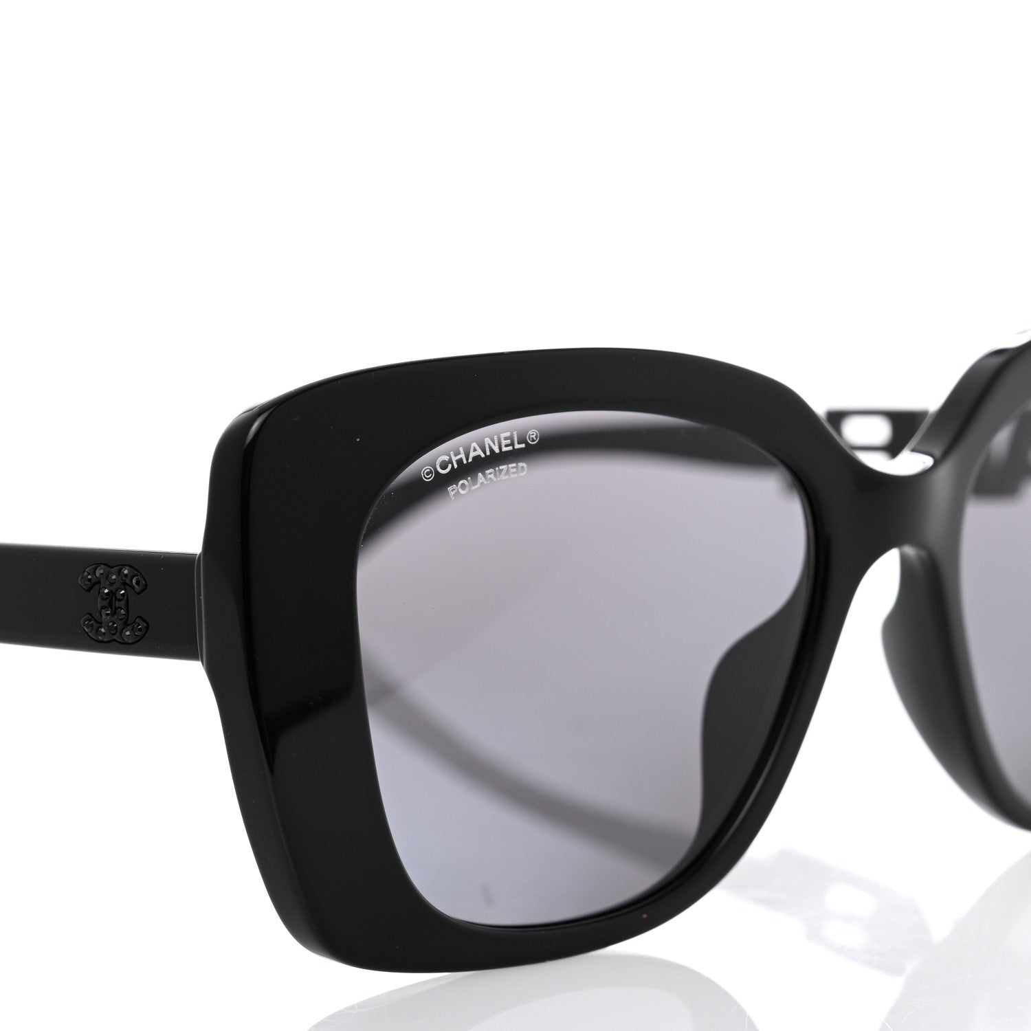 Chanel Acetate Strass Polarized Square Sunglasses 5422-B Black 5 of 8