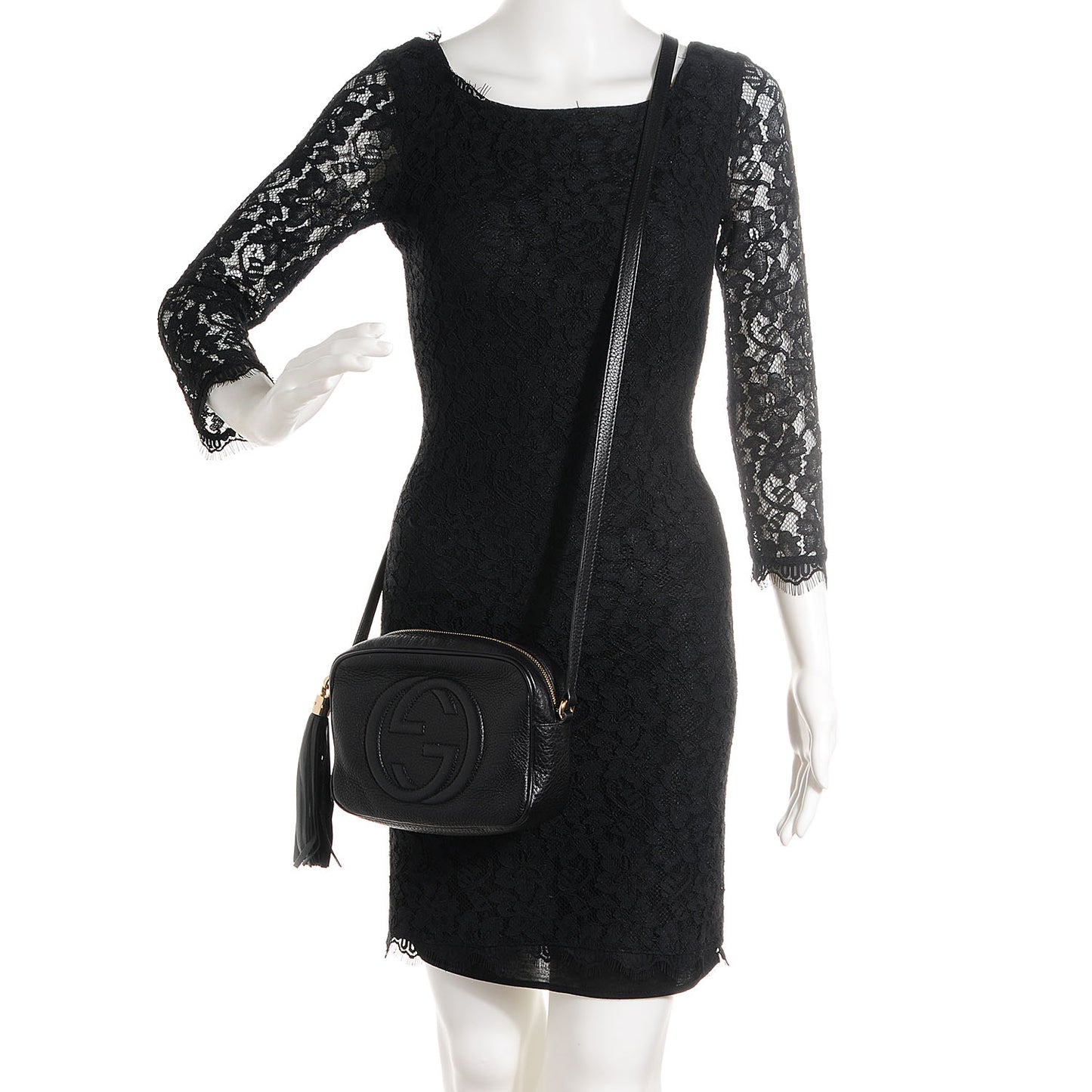 Pebbled Calfskin Small Soho Disco Bag Black