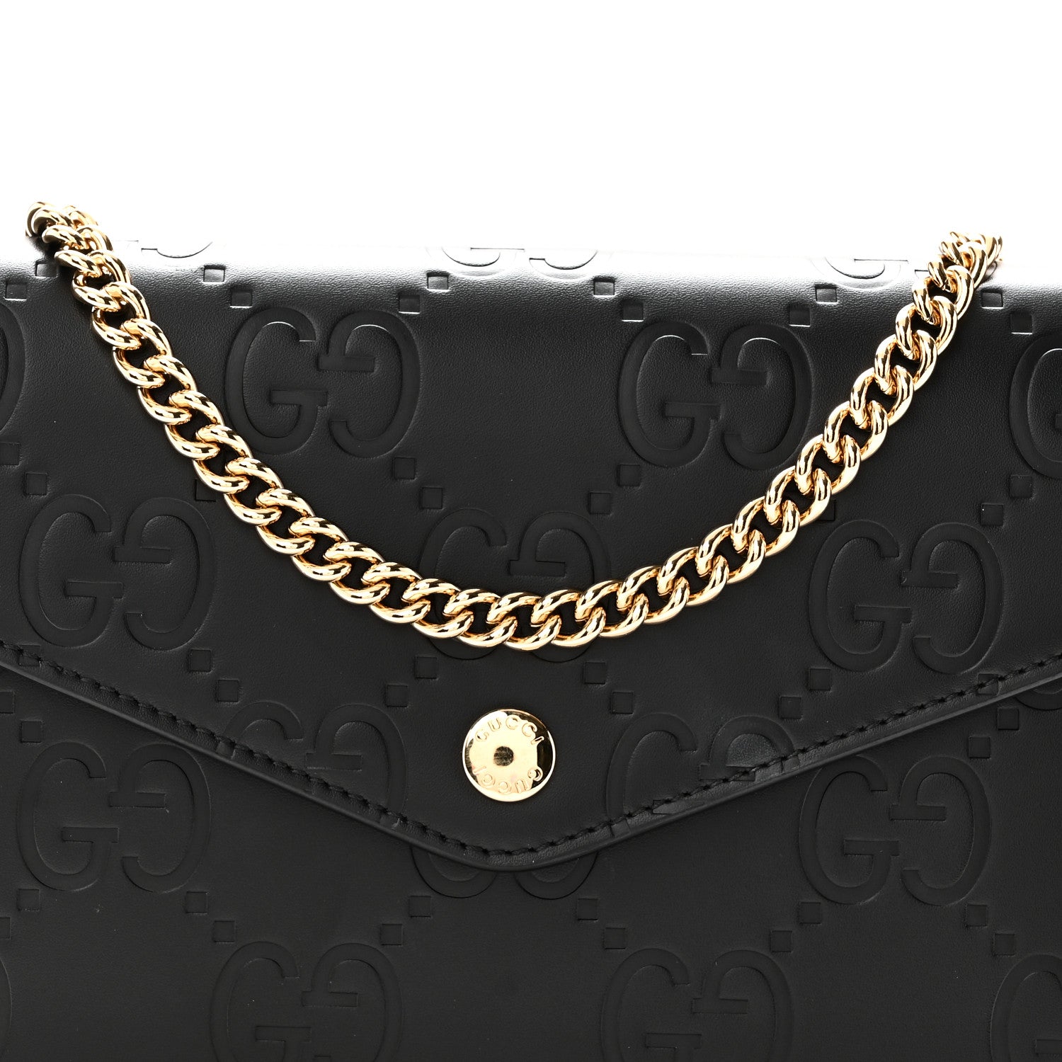 Gucci Calfskin GG Debossed Chain Wallet Black 8 of 10