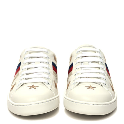 Gucci Calfskin Bee Star Embroidered Sylvie Web Ace Sneakers 38.5 White 2 of 9