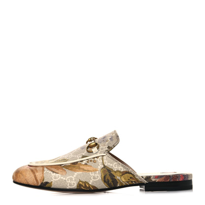 Gucci GG Supreme Monogram Malaga Kid Water Flora Womens Princetown Slippers 36.5 Beige White Multicolor Mystic White 1 of 8