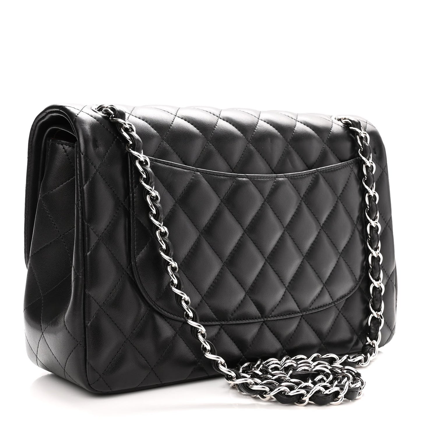 Lambskin Quilted Jumbo Double Flap Black