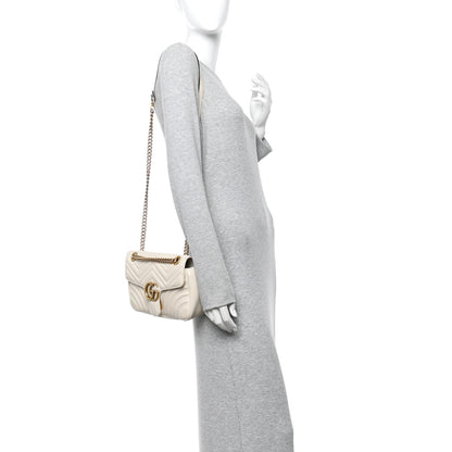 Gucci Calfskin Matelasse Small GG Marmont Shoulder Bag White 3 of 19