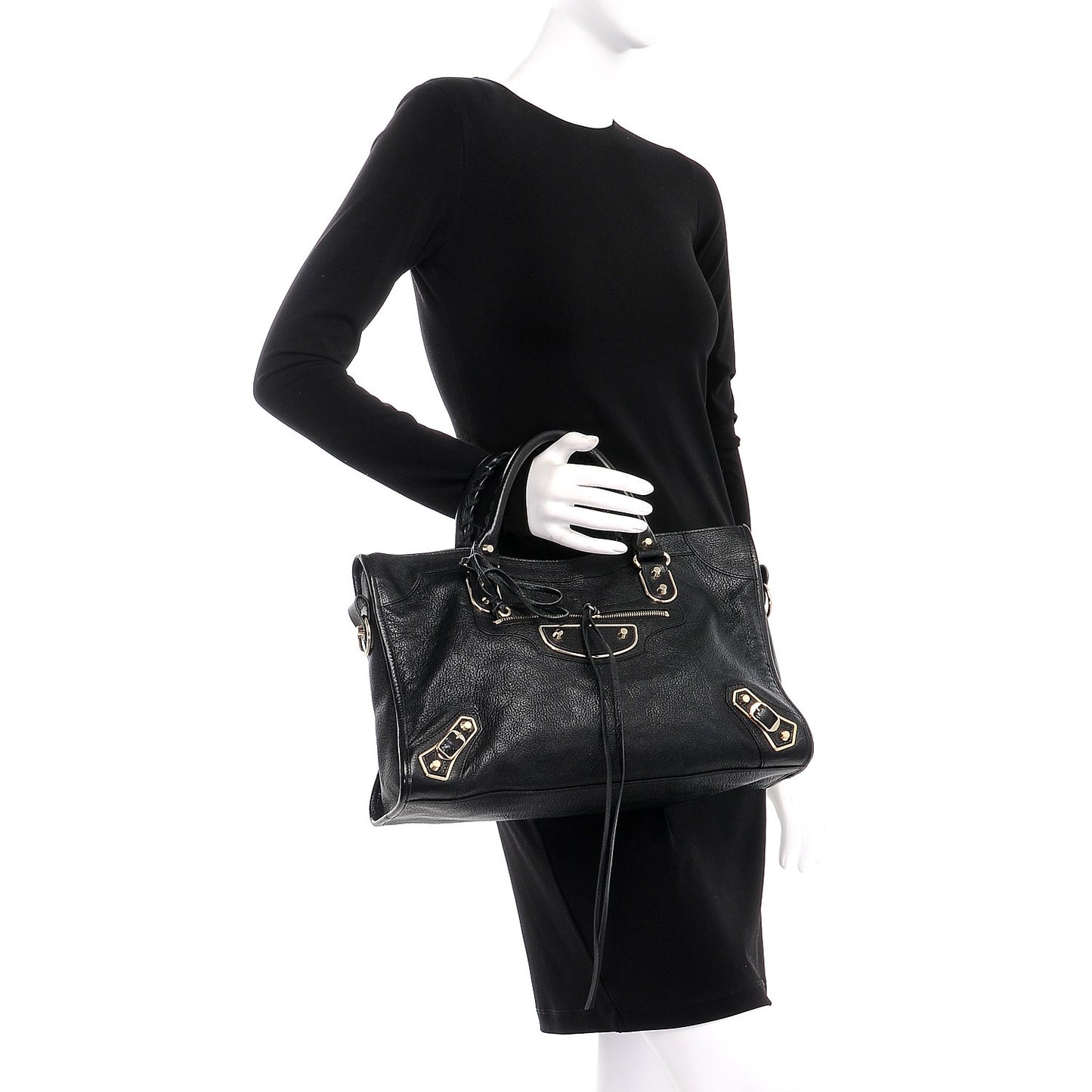 Chevre Gold Metallic Edge Hardware City Black