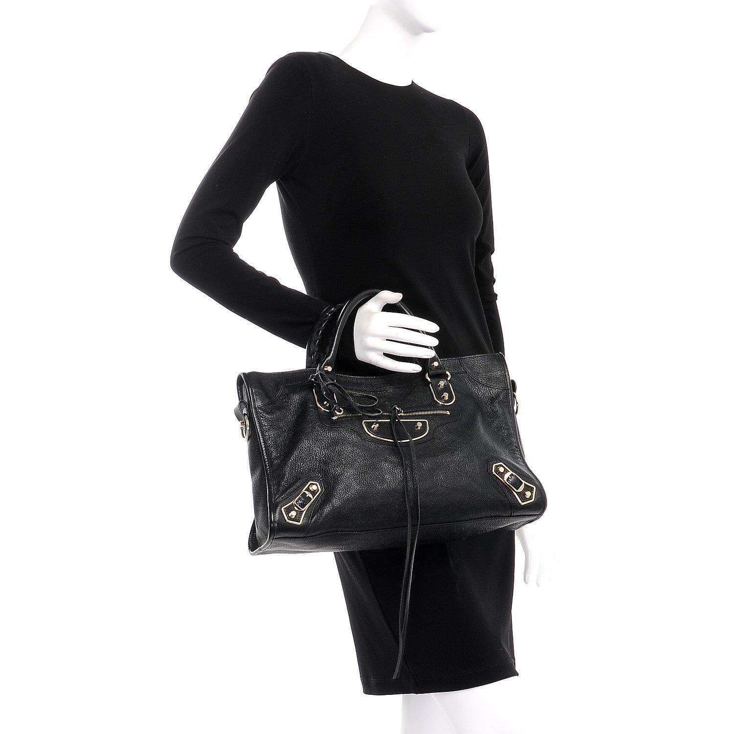 Balenciaga Chevre Gold Metallic Edge Hardware City Black 3 of 8