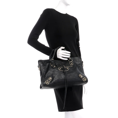 Balenciaga Chevre Gold Metallic Edge Hardware City Black 3 of 8