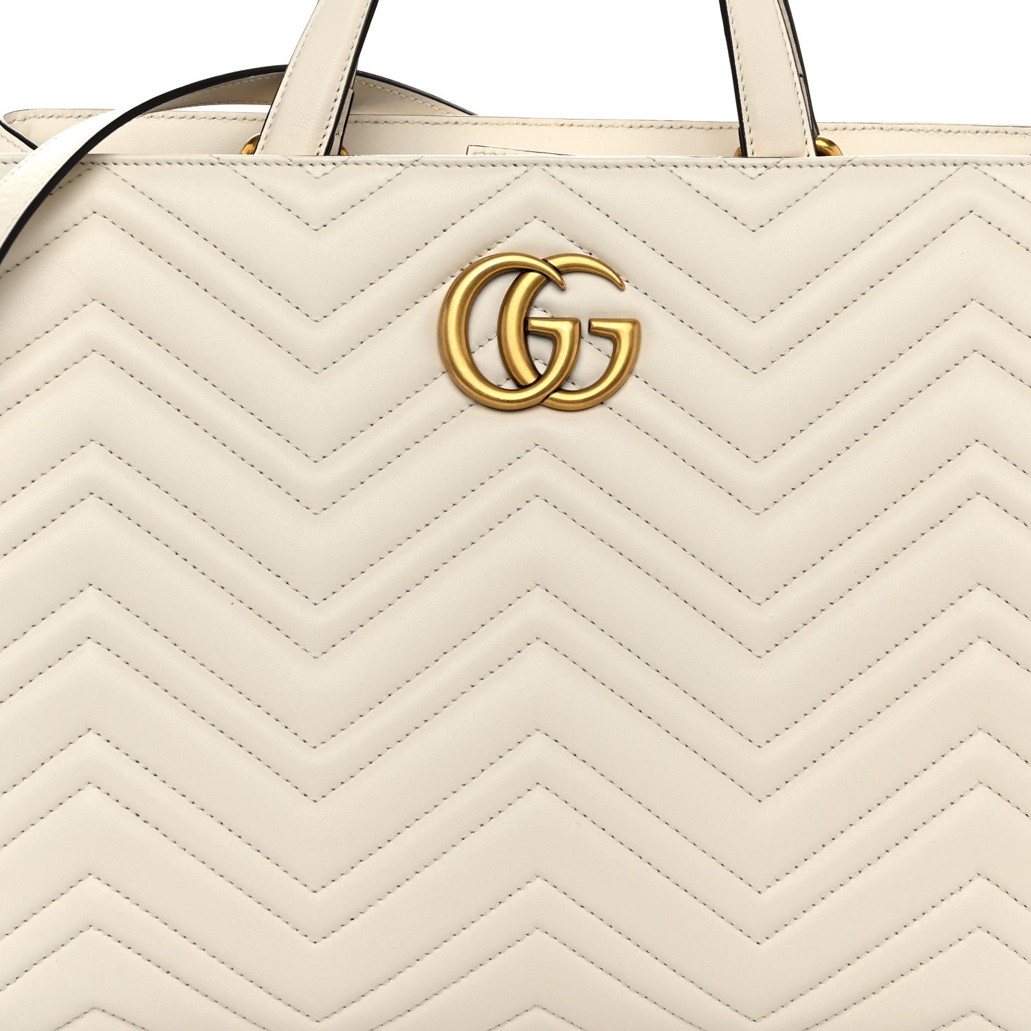 Gucci Calfskin Matelasse Medium GG Marmont Tote White 8 of 11