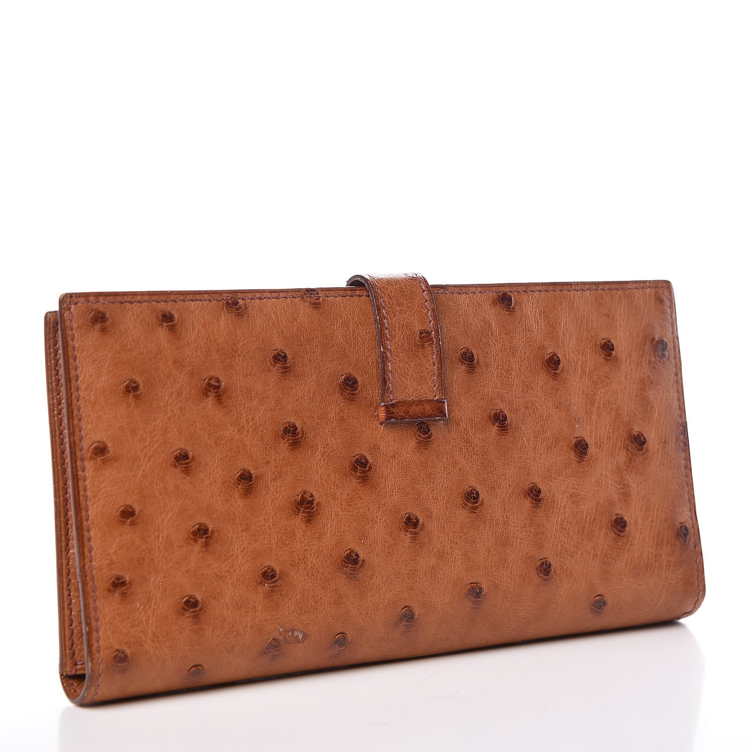 Hermes Ostrich Bearn Wallet Gold 3 of 9