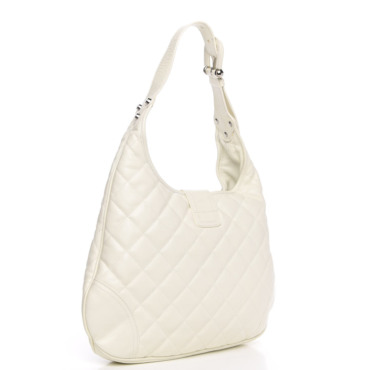 Calfskin Quilted Brook Hobo White