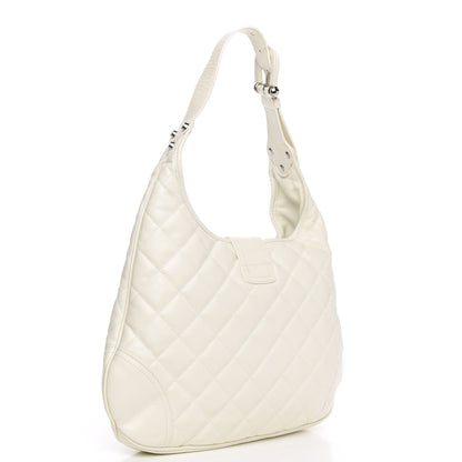 Burberry Calfskin Quilted Brook Hobo White 3 of 14