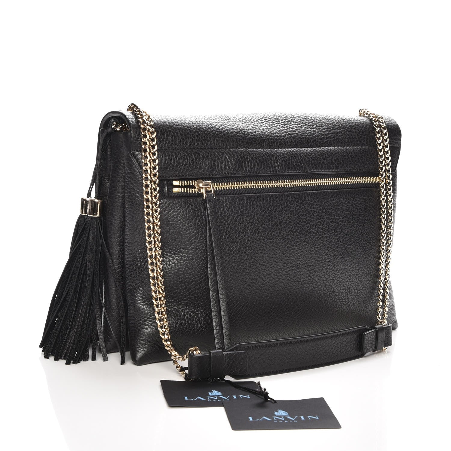 Lanvin Grained Calfskin Medium Sugar Flap Shoulder Bag Black 3 of 9