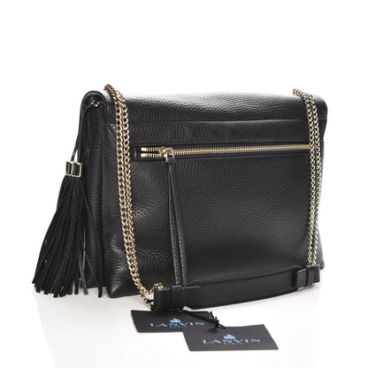 Lanvin Grained Calfskin Medium Sugar Flap Shoulder Bag Black 3 of 9