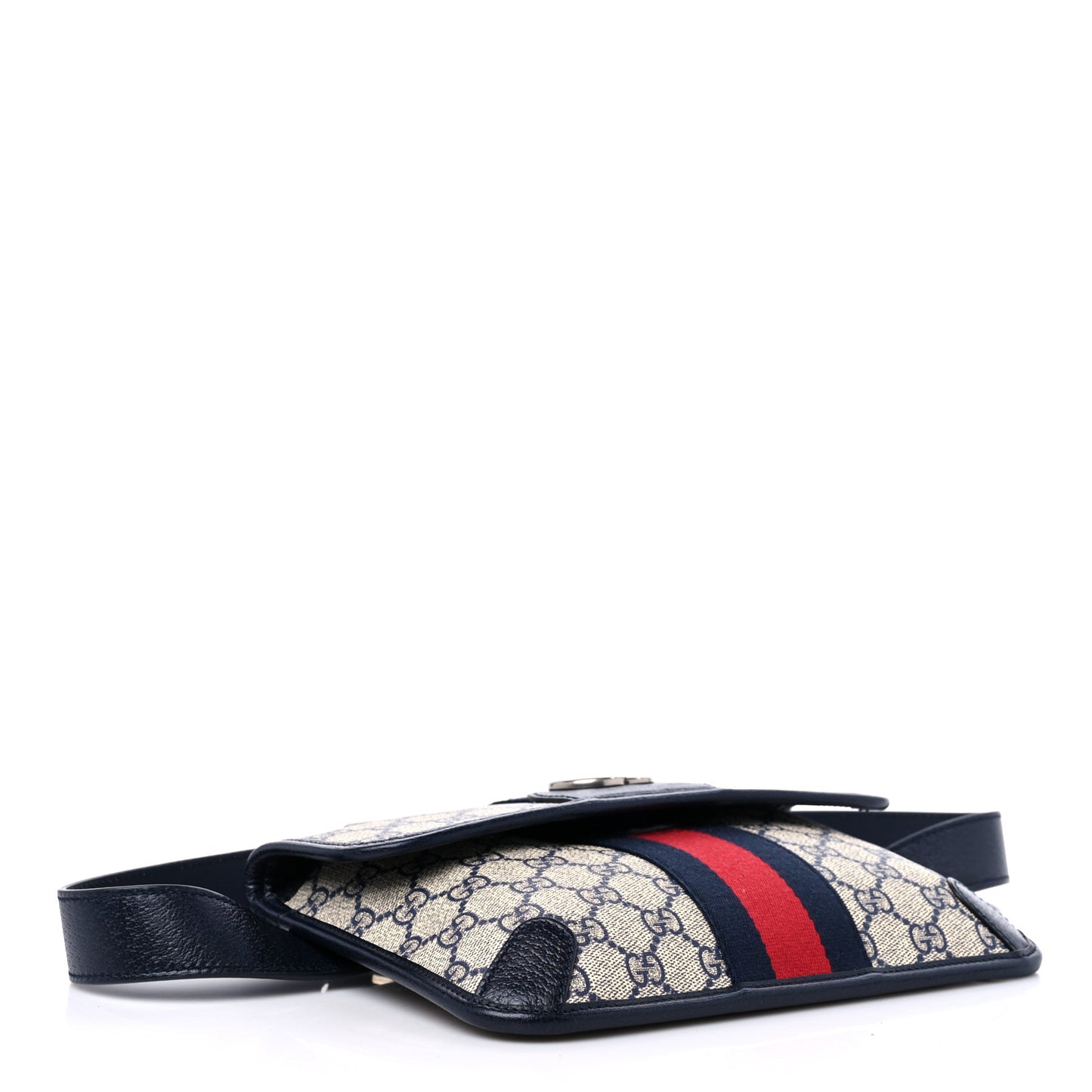 GG Supreme Monogram Web Small Ophidia Belt Bag 100 40 Beige Navy
