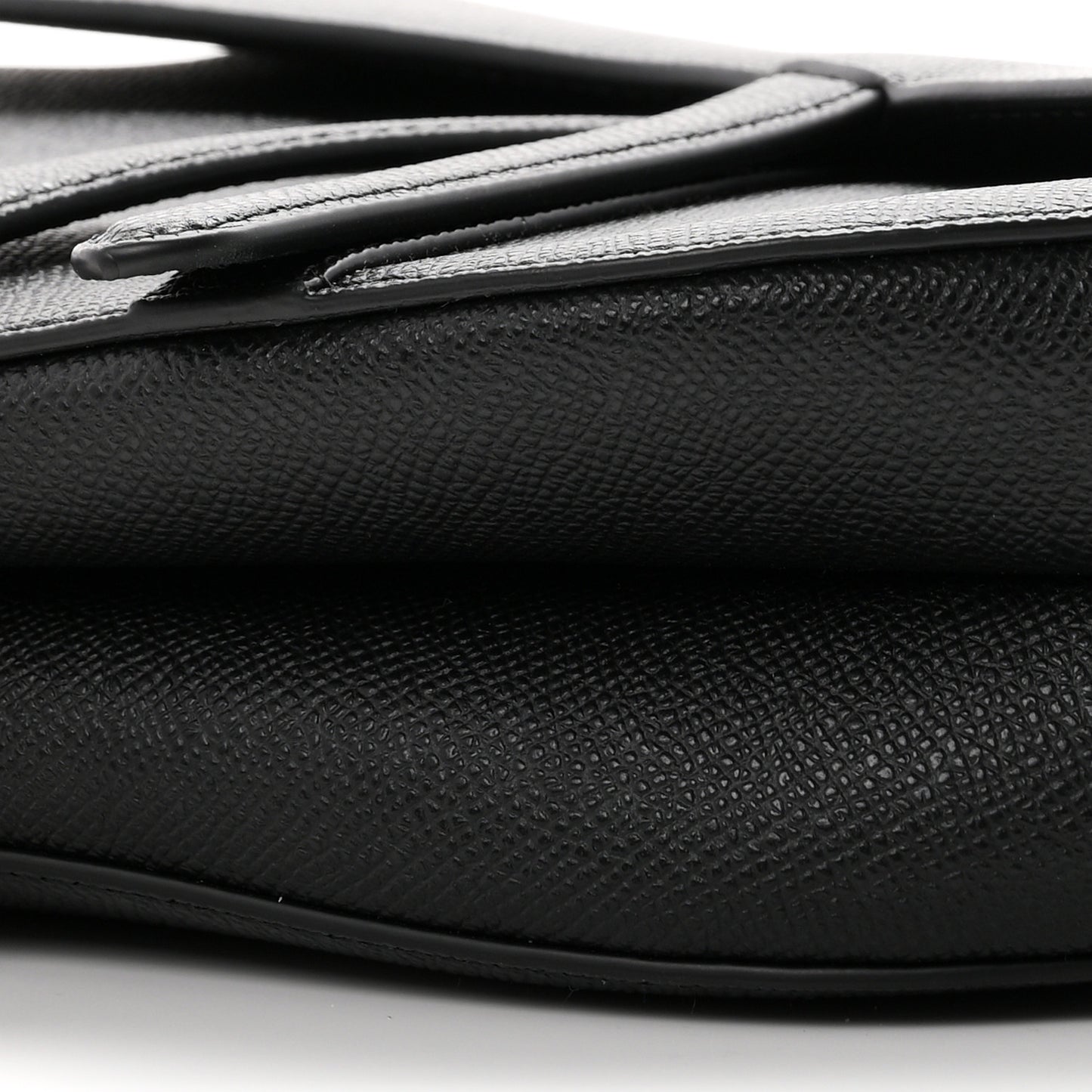 Grained Calfskin Saddle Bag With Strap Black