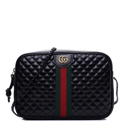 Gucci Calfskin Web Trapuntata Small GG Shoulder Bag Black 1 of 11