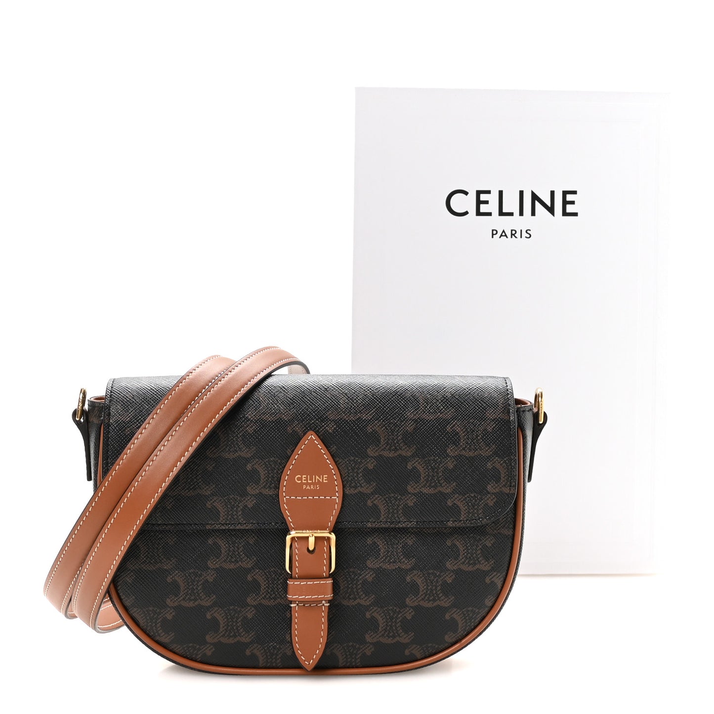 Triomphe Canvas Folco Shoulder Bag Tan Tan