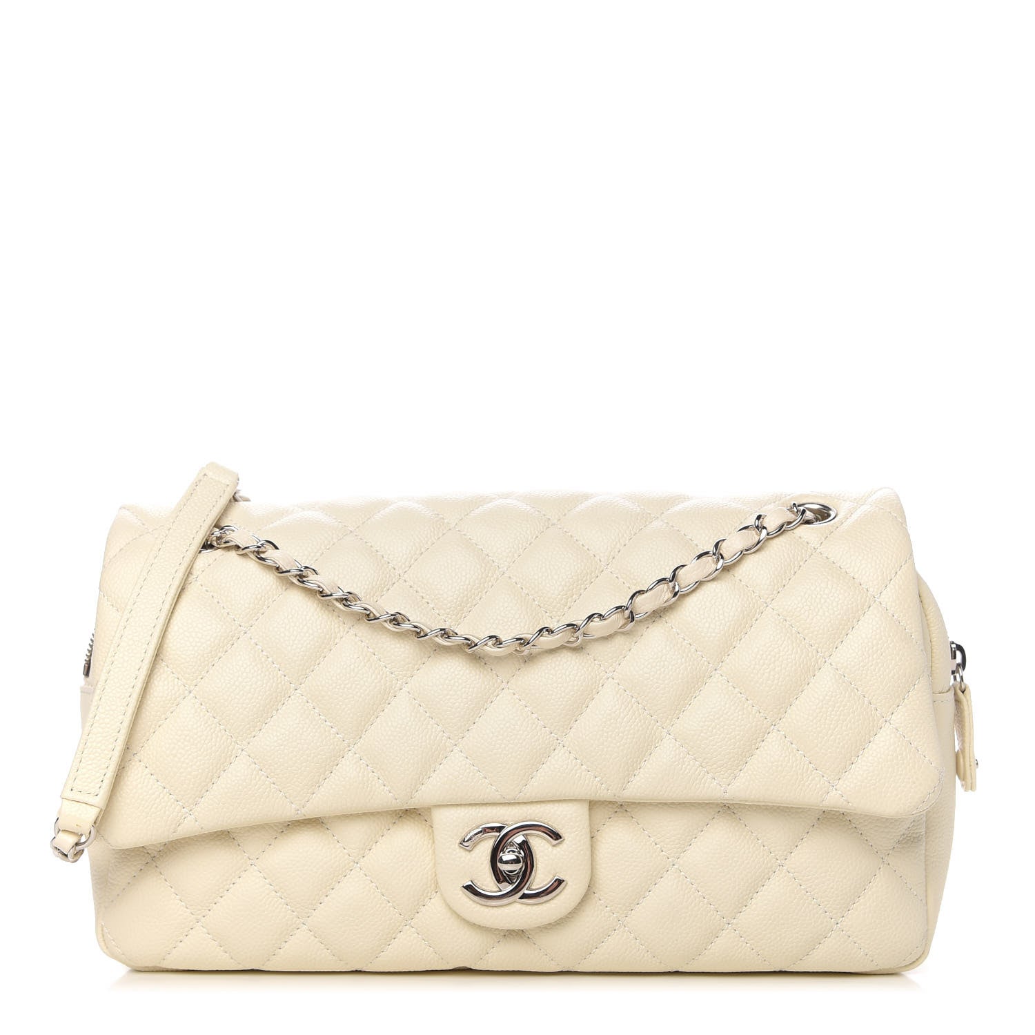 Chanel Caviar Quilted Jumbo Easy Flap Dark White 1 of 10