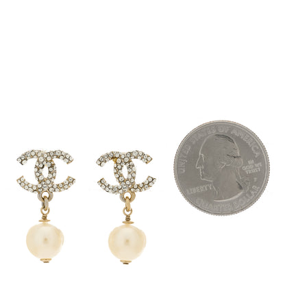 Chanel Pearl CC Drop Earrings Gold Silver 2 of 5