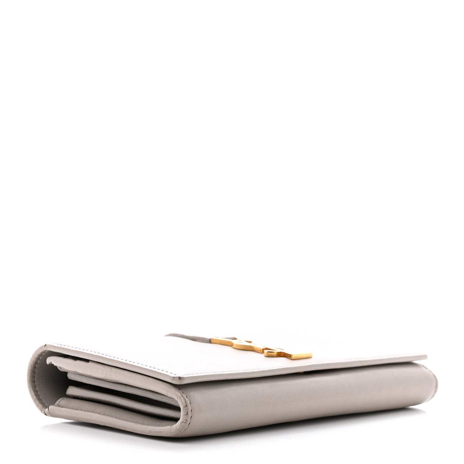 Saint Laurent Calfskin Monogram Large Flap Wallet Grey 4 of 15