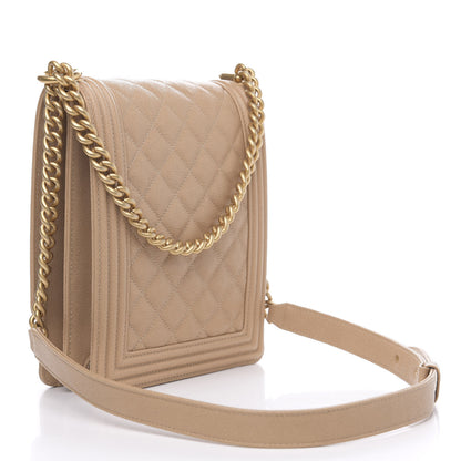 Chanel Caviar Quilted North South Boy Flap Beige 3 of 10