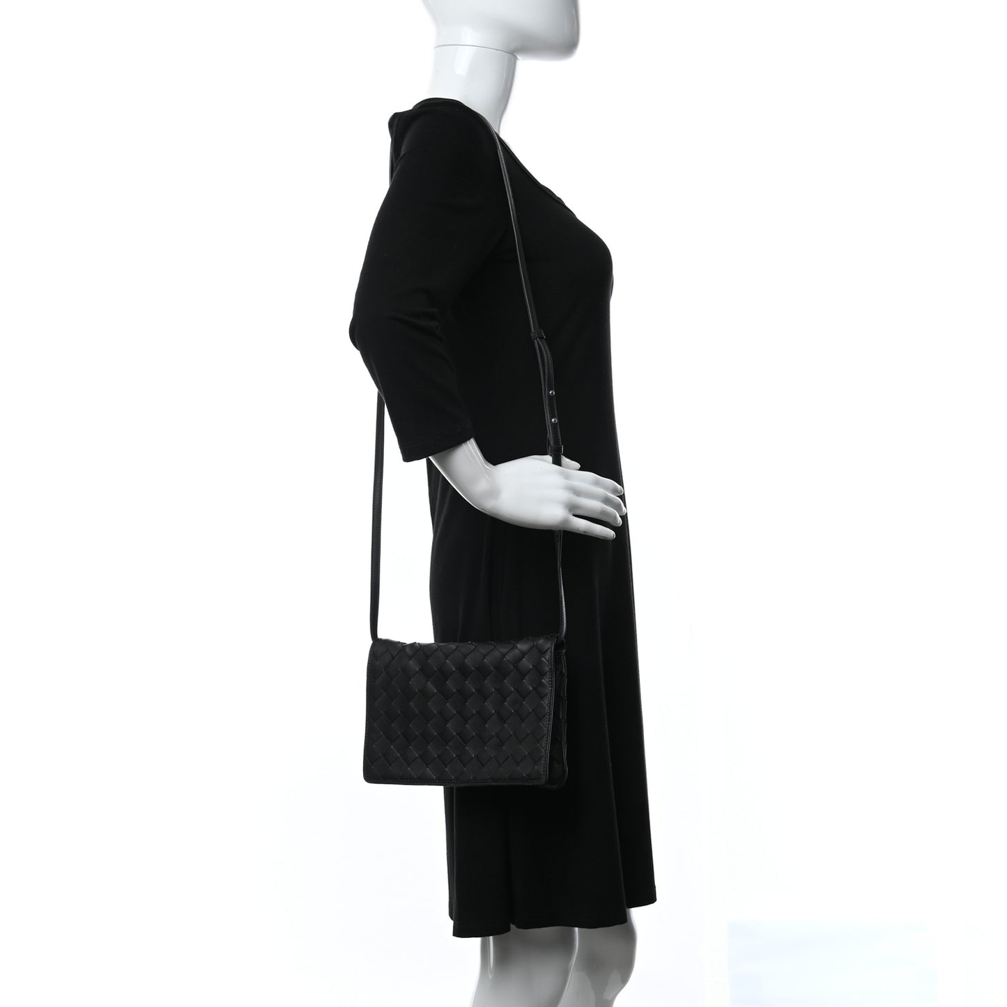 Nappa Intrecciato Flap Crossbody Black