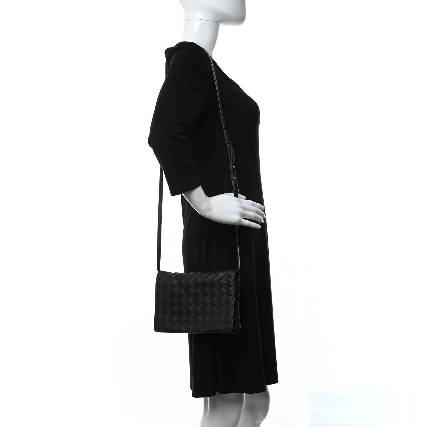 Bottega Veneta Nappa Intrecciato Flap Crossbody Black 3 of 9