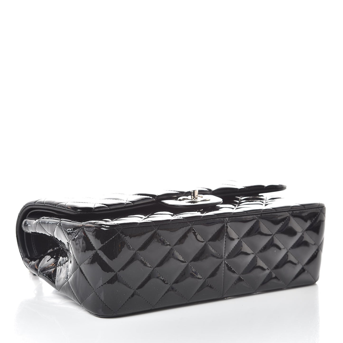 Patent Quilted Jumbo Double Flap Black