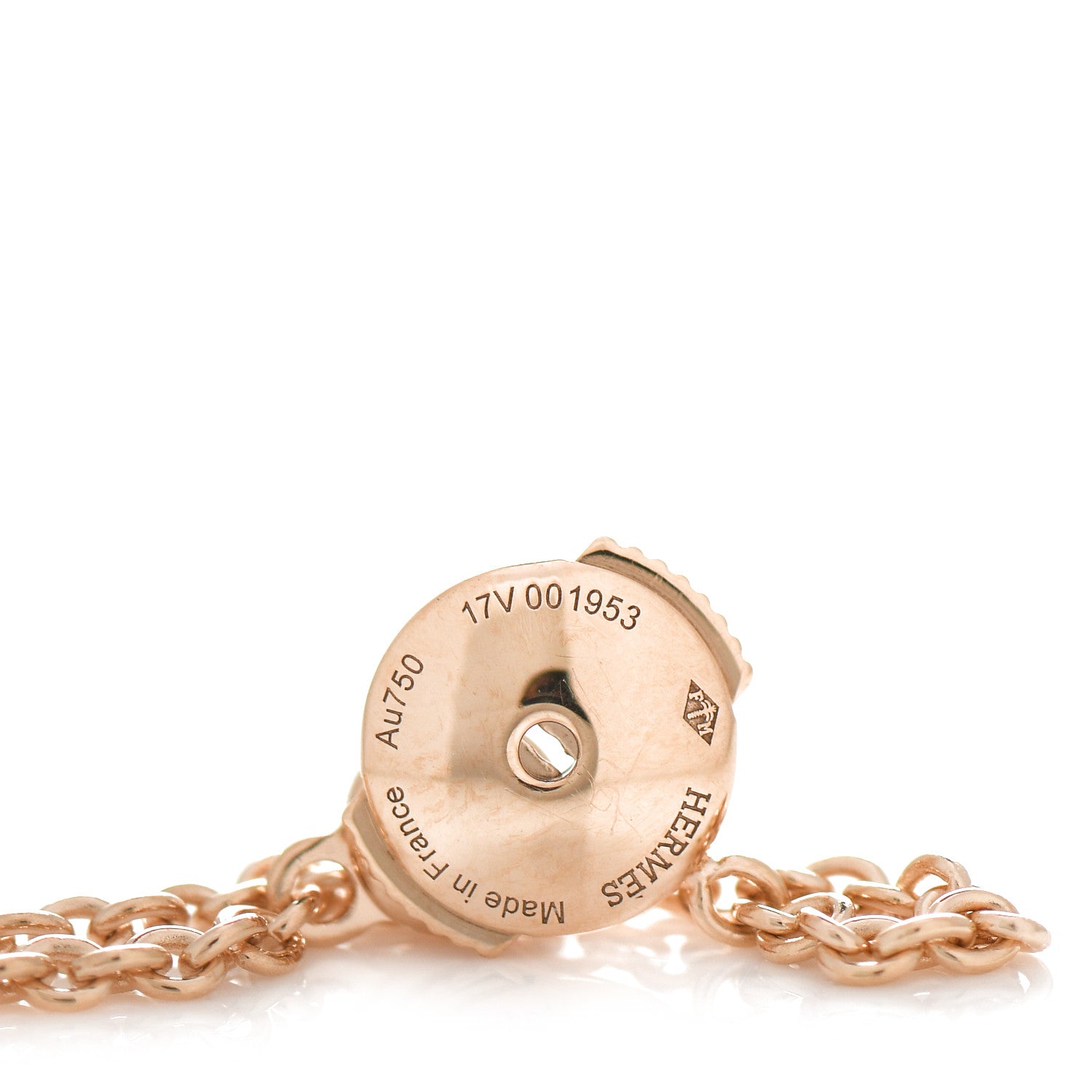 Hermes 18K Rose Gold TPM Chaine D'Ancre Punk Earrings 4 of 5